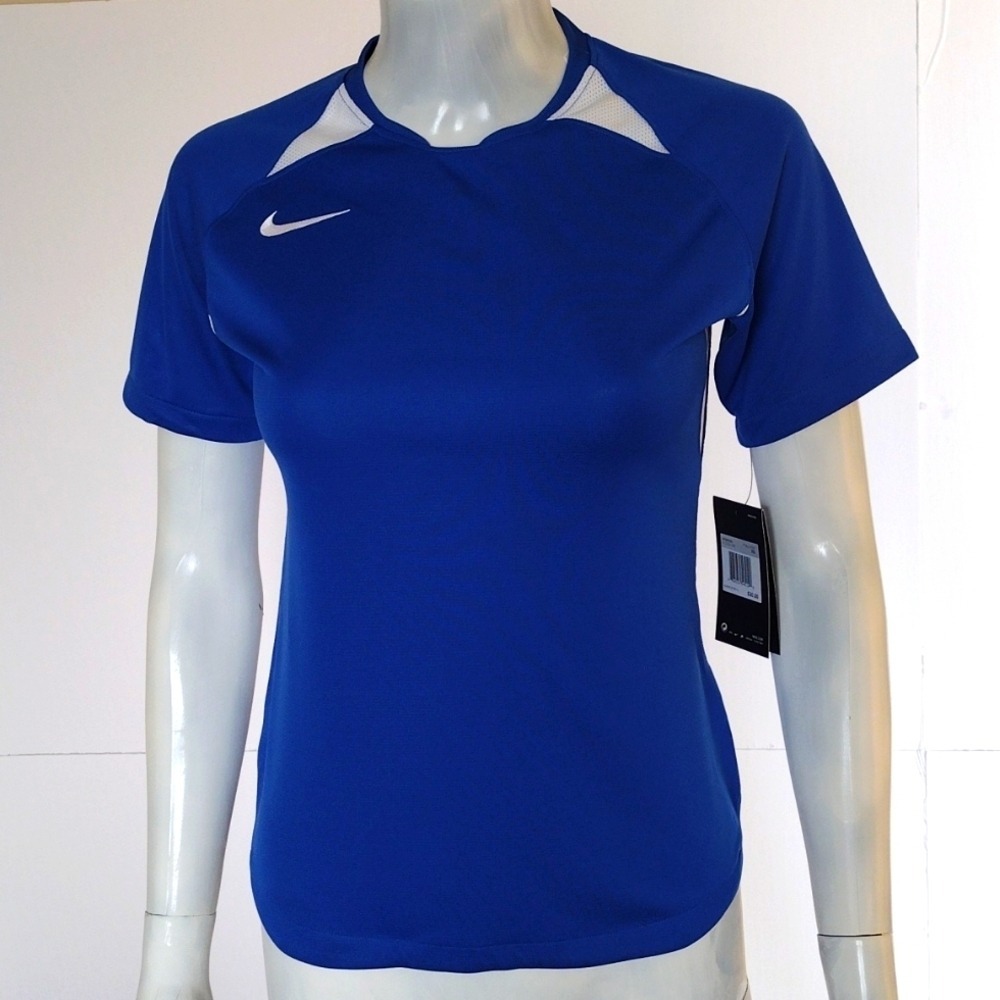 Nike Jersey Women's XS Blue White Dri-Fit Strike Football‎ Soccer Short Sleeves